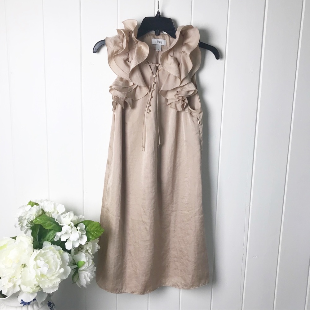 Elegant Tan Ruffle Dress